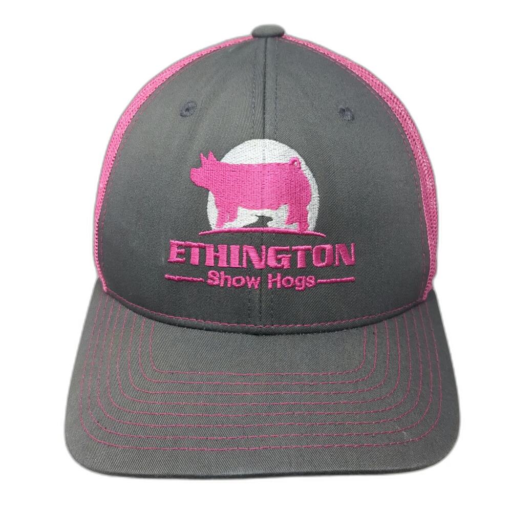 Richardson 112 Trucker Hat Gray Pink Pig Ethington Show Hogs Mesh Back One Size